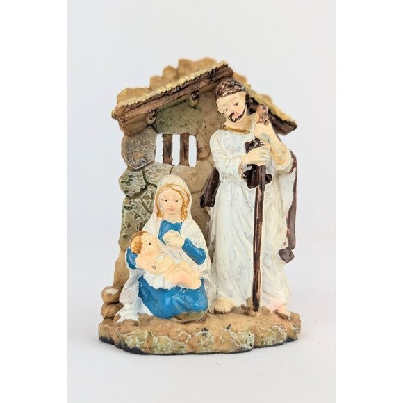 Vintage Nativity Set Y2K Kitschy Resin Crèche Minimalist Religious Holiday Decor - Picture 2 of 9
